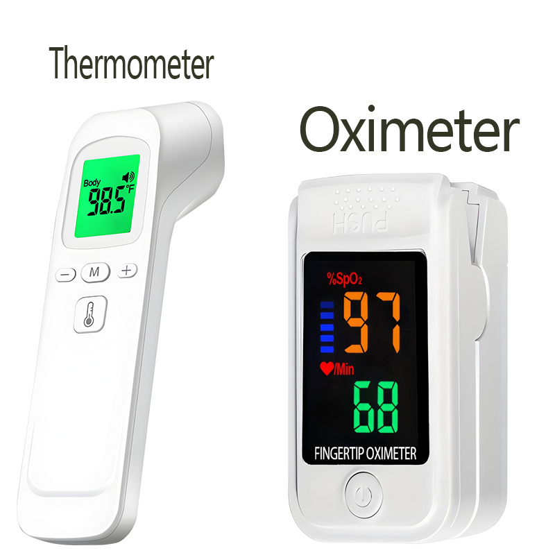 Pulse Oximeter - Digital Forehead Thermometer Electronic Contactless Clinical